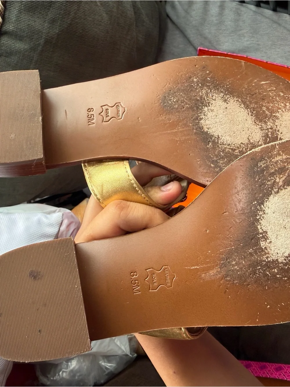 Tory Burch Metallic Gold Leather Sandals